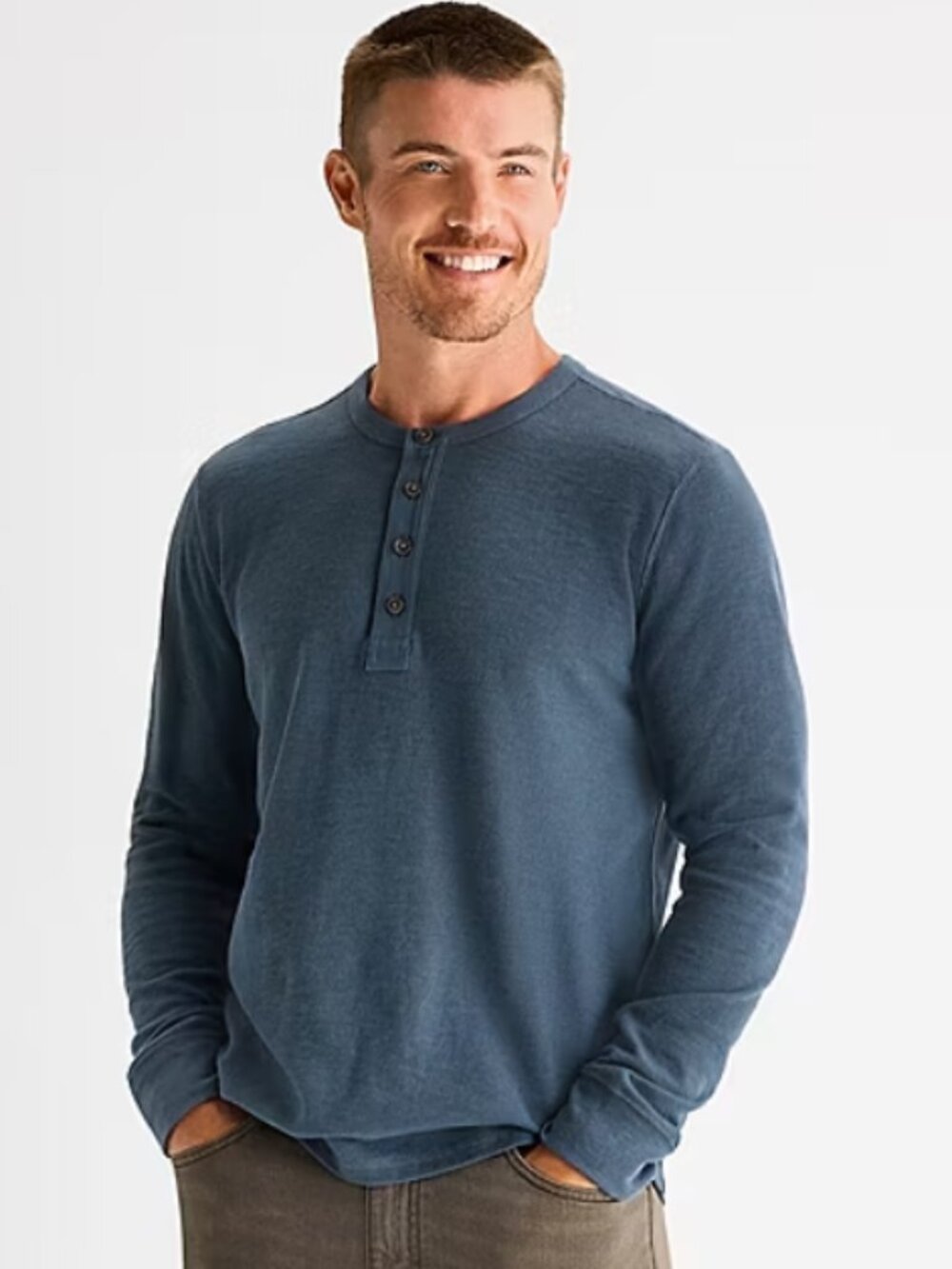 Men's long sleeve henley blue